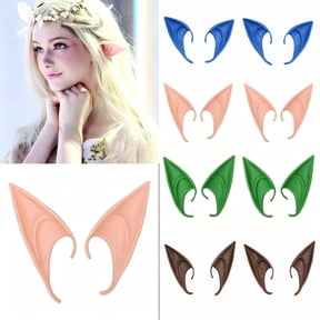 Voglyf 2Pcs Cosplay Fairy Pixie Elf Ears Soft Pointed Ears, Realistic Pointed Cosplay Ear , Reusable Clip-On Elven Ear Tips, Fantasy Alien Props for Faire Comic Con Themed Party Gift,Blue