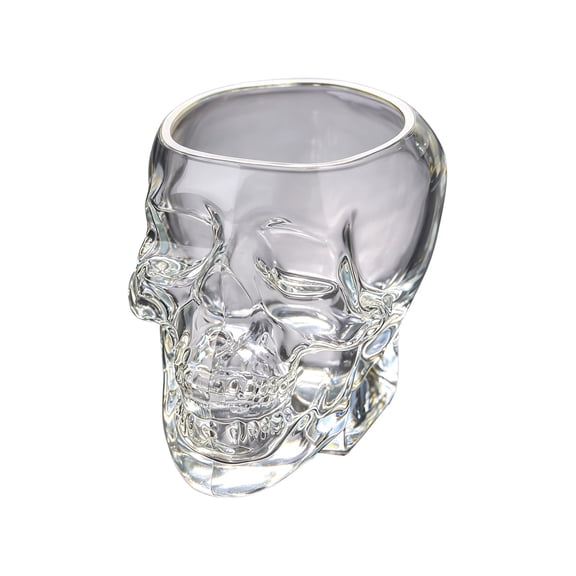 Voglyf 700ML Halloween Skull Glass Cup Wine Glass, Multipurpose Clear Skull Face Drinking Cup, Spooky Gothic Skeleton Cup for Whiskey Cocktail, Halloween Party Bar Home Decor Drinkware