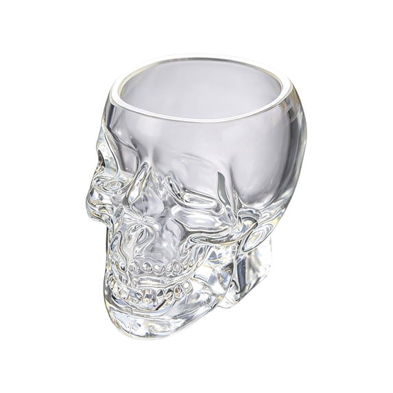 Voglyf 80ML Halloween Skull Glass Cup Wine Glass, Multipurpose Clear Skull Face Drinking Cup, Spooky Gothic Skeleton Cup for Whiskey Cocktail, Halloween Party Bar Home Decor Drinkware