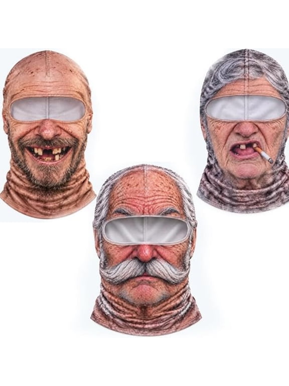 Old Man Ski Mask,3D Funny Realistic Face Printed Balaclava,Stretch Cosplay Headgear for Halloween,Costume Parties & Pranks, Party Photos Outdoor Fun Motorcycle Face Mask C