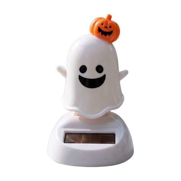 Voglyf Solar Dancing Ghost Shaking Head Doll, Cute Waving Ghost Figure Ornament, Auto Interior Decorative Bobblehead Toy for Halloween Party Car Desk Home Desktop Decoration Gift