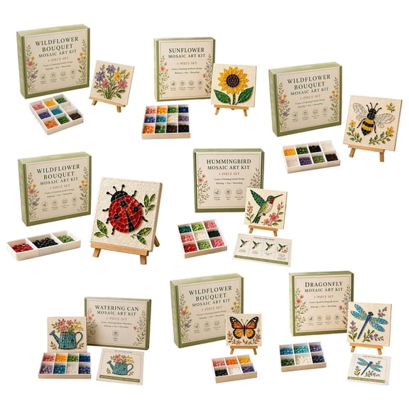 Voglyf Watering Can Mosaic Art Kit Floral Watering Can DIY Mosaic Bead, Craft Set with Butterfly Hummingbird Bee Sunflower Design with Wooden Easel, Tabletop Decor, Floral Nature Gift(Bee)