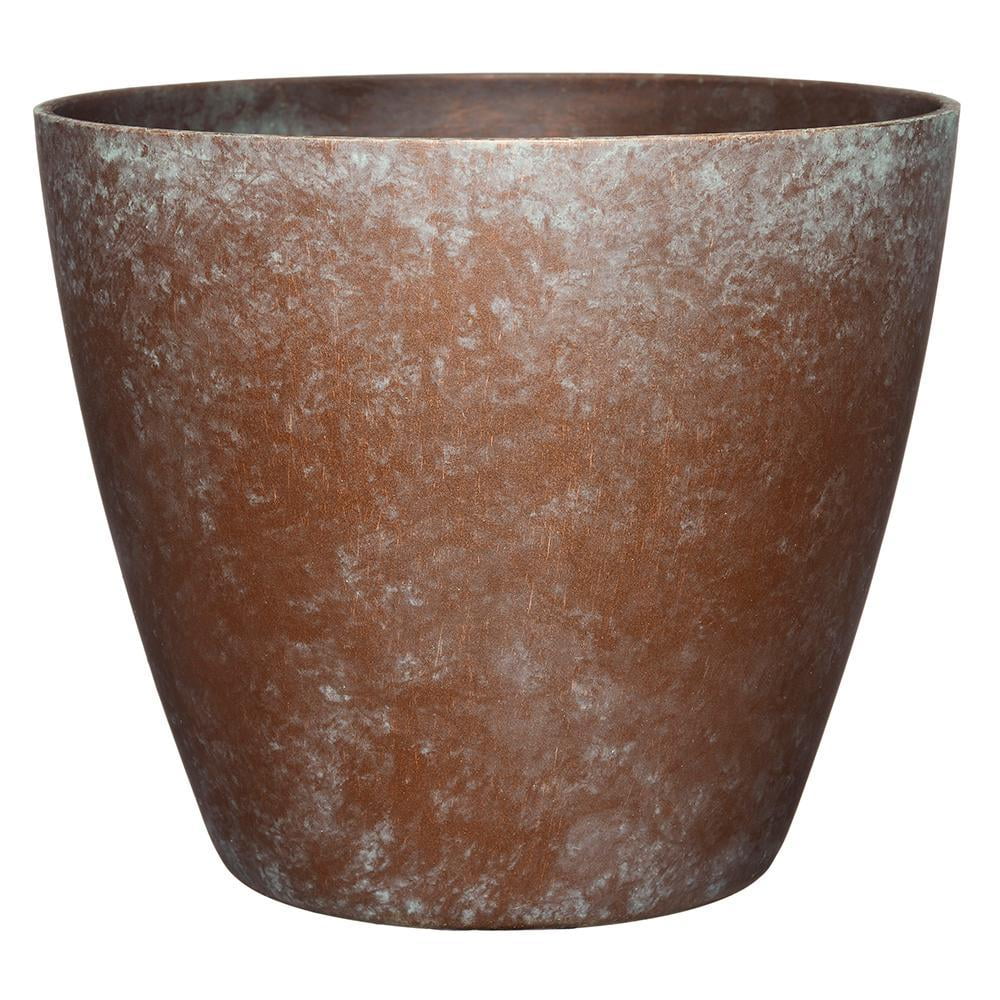 Vogue 8" Weathered Copper Resin Round Planter Pot