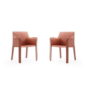 Manhattan Comfort Vogue Faux Leather Armchair in Clay Pink Set of 2