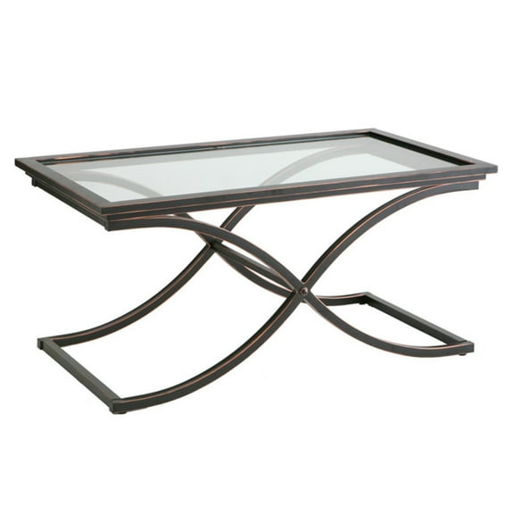 SEI Furniture Vogue Black Coffee Table with Glass Top