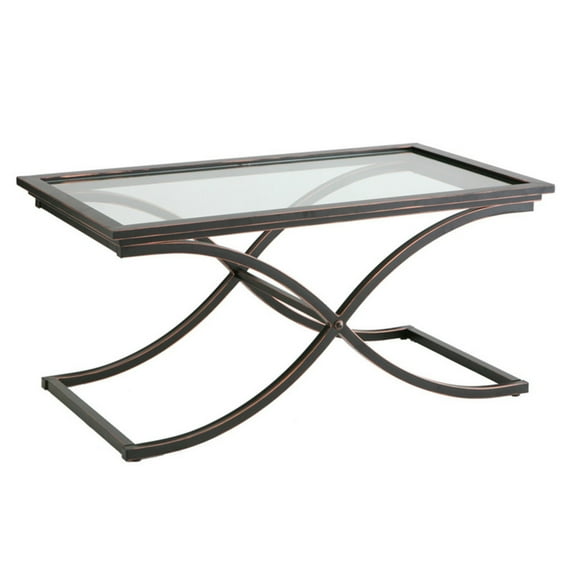 SEI Furniture Vogue Black Coffee Table with Glass Top