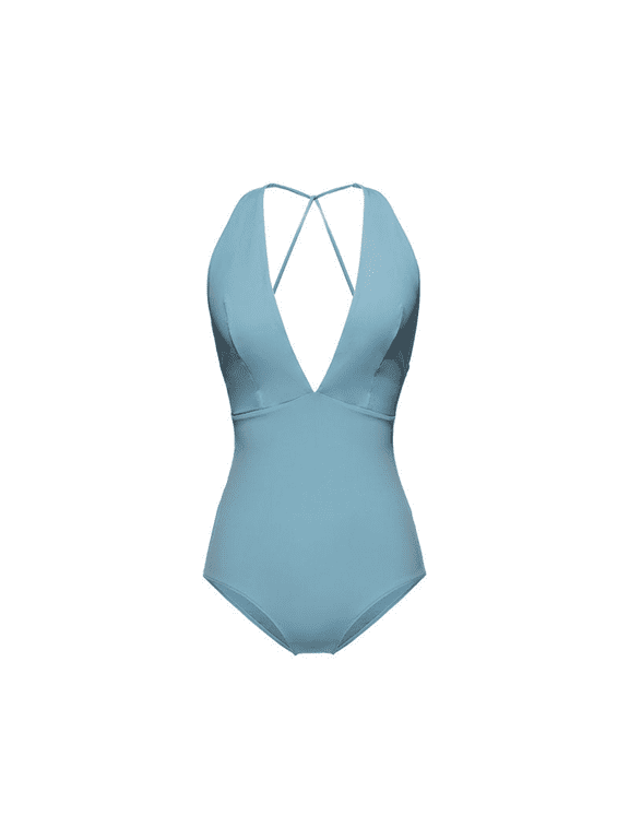 Vogue Cover Belly Deep V Backless One-Piece Swimsuit For Women