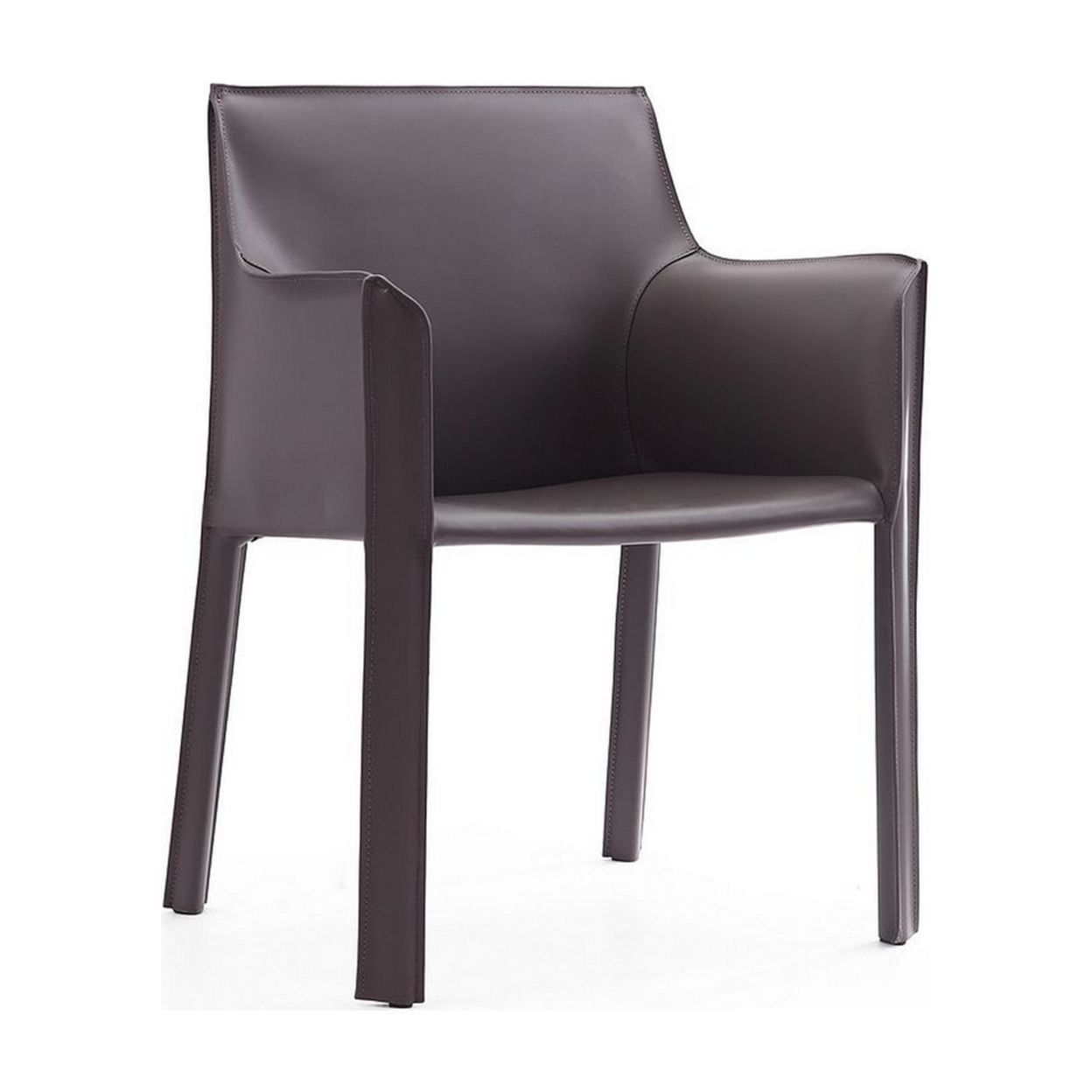 Sleek Gray Faux Leather Upholstered Metal Arm Chair
