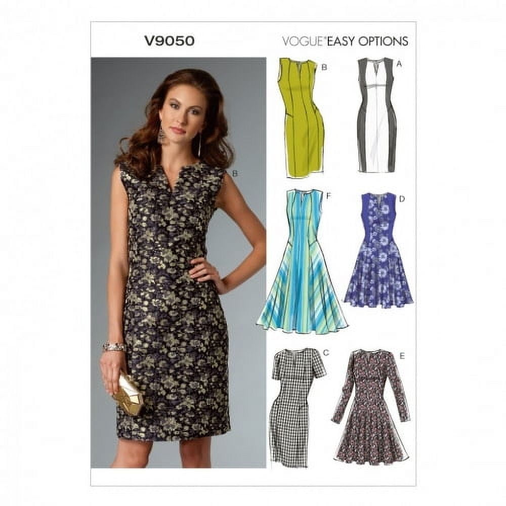 Vogue Ladies Easy Sewing Pattern 9050 Lined Dresses with Seam Details