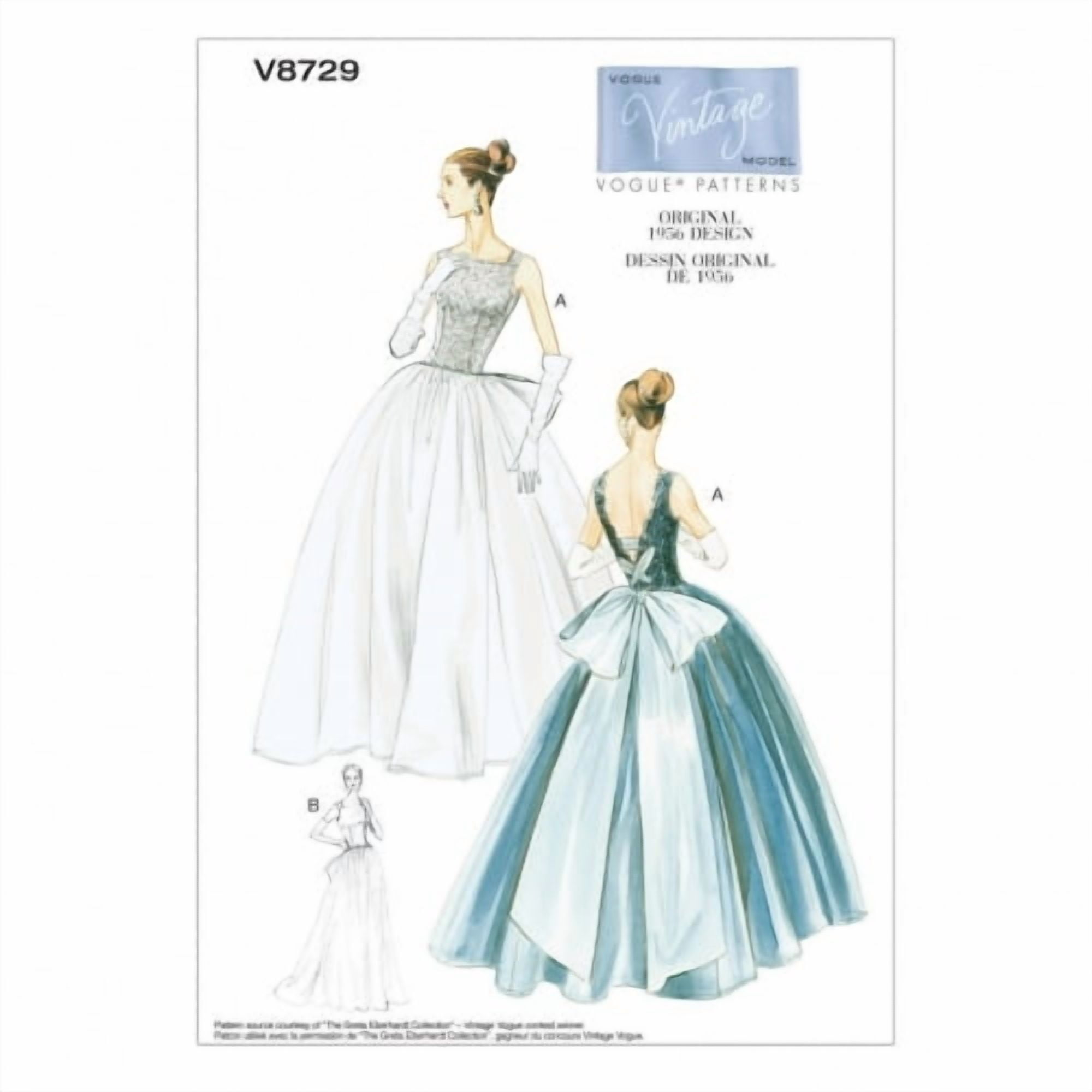 Vogue Ladies Sewing Pattern 8729 Vintage Style Evening \u0026 Wedding Dress -  Walmart.com, image size:2000x2000