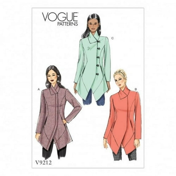 Vogue Ladies Sewing Pattern 9212 Seamed & Collared Lined Jackets