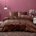 thumbnail image 1 of Vogue Linen Pure Mulberry Silk Duvet Cover - 30 Momme 6A Graded Silk - 1 Piece Duvet Cover California King 104" x 94", Chocolate, 1 of 4