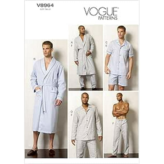 Vogue Men's Easy Sewing Pattern 8964 - Pyjamas & Dressing Gown