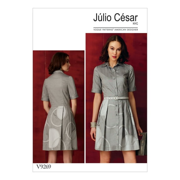 Vogue Patterns Sewing Pattern MISSES'/MISSES' PETITE SHIRTDRESS WITH APPLIQU?S-6-8-10-12-14