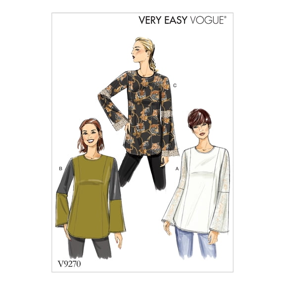 Vogue Patterns Sewing Pattern MISSES' PRINCESS-SEAM TUNICS WITH ZIPPER-14-16-18-20-22