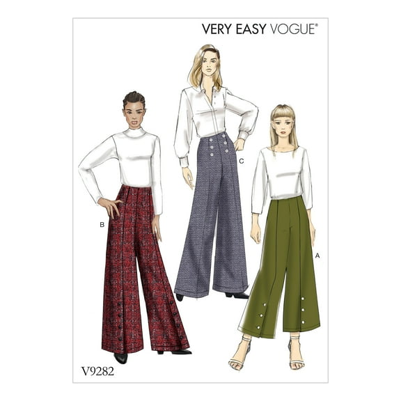 Vogue Patterns Sewing Pattern Misses' High-Waisted Pants with Button Detail-OSZ