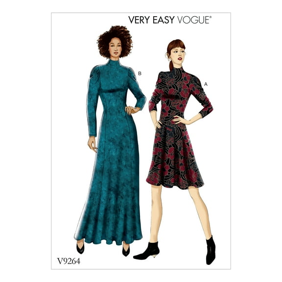 Vogue Patterns Sewing Pattern Misses'/Misses' Petite Knit, Fit-And-Flare Dresses-14-16-18-20-22