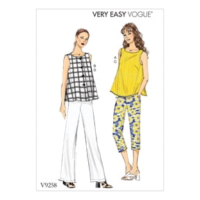 Vogue Patterns Sewing Pattern Misses' Sleeveless Tops with Pull-On Pants-8-10-12-14-16