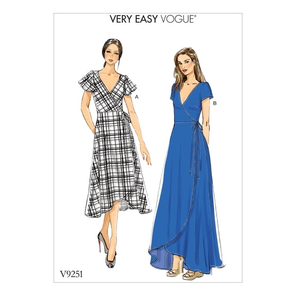 Vogue Patterns Sewing Pattern Misses' Wrap Dresses with Ties, Sleeve and Length Variations-16-18-20-22-24