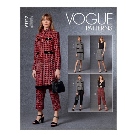 Vogue Sewing Pattern 1717 - Jackets, Trousers, Skirts and Suits for Women - B5 (8-10-12-14-16) - Intermediate