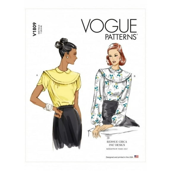 Vogue Sewing Pattern 1809 Tops Y (XS-S-M)