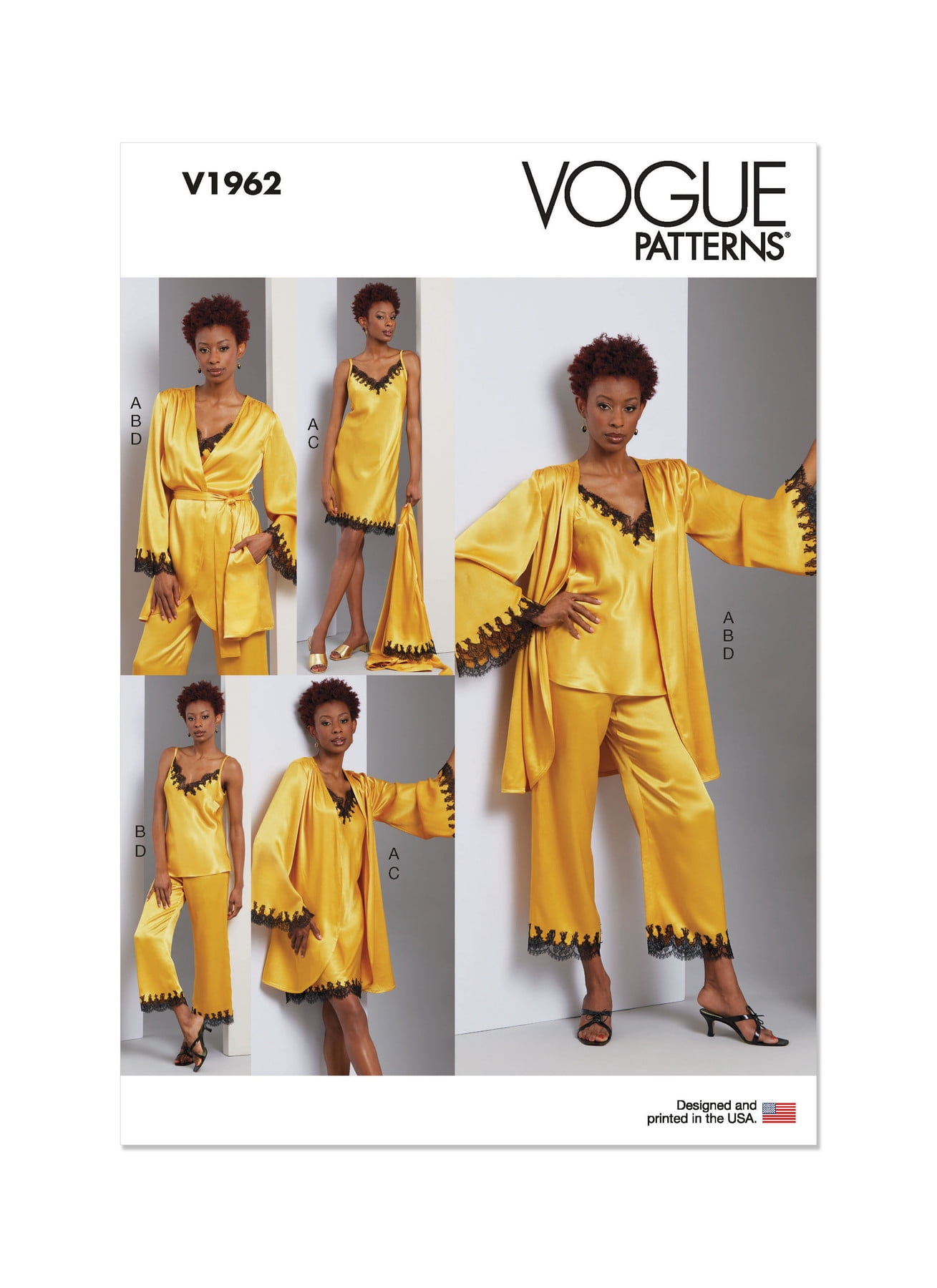Vogue Sewing Pattern 1962 - Misses' Robe, Camisole, Slip Dress and Pants, Size: F5 (16-18-20-22-24)