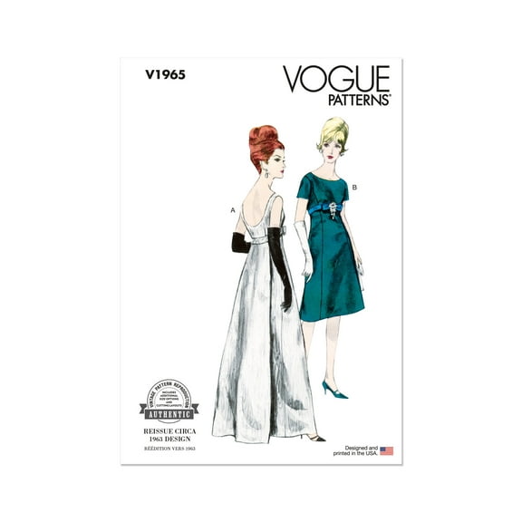 Vogue Sewing Pattern 1965 - Misses' One Piece Evening Dress, Size: B5 (8-10-12-14-16)