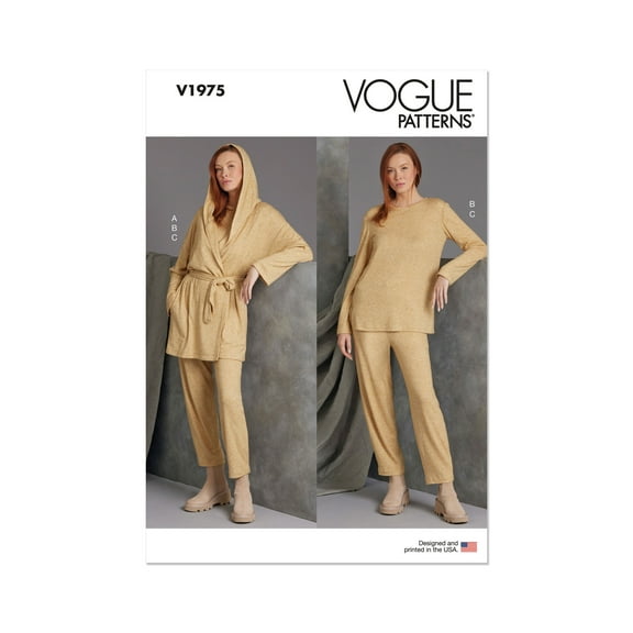 Vogue Sewing Pattern 1975 - Misses' Knit Jacket with Belt, Top and Pants, Size: A (XS-S-M-L-XL-XXL)