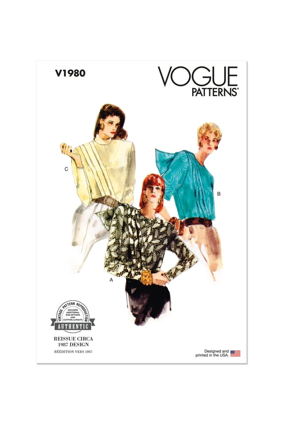 Sewing Pattern 1980 - Misses' Blouse, Size: Y5 (18-20-22-24-26)