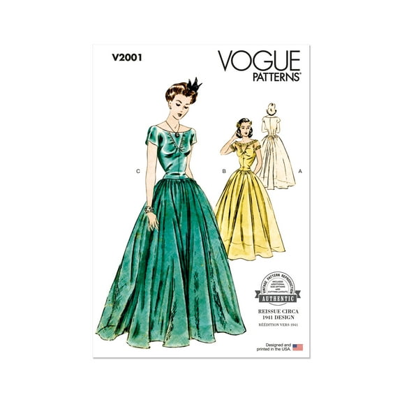 Vogue Sewing Pattern 2001 - 1950s Misses' Dress and Capelet, Size: K5 (8-10-12-14-16)