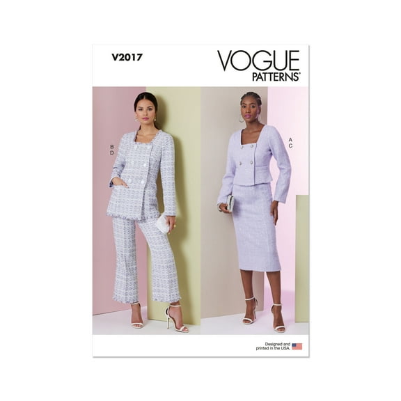 Vogue Sewing Pattern 2017 - Misses' Jacket in Two Lengths, Skirt and Pants, Size: B5 (8-10-12-14-16)