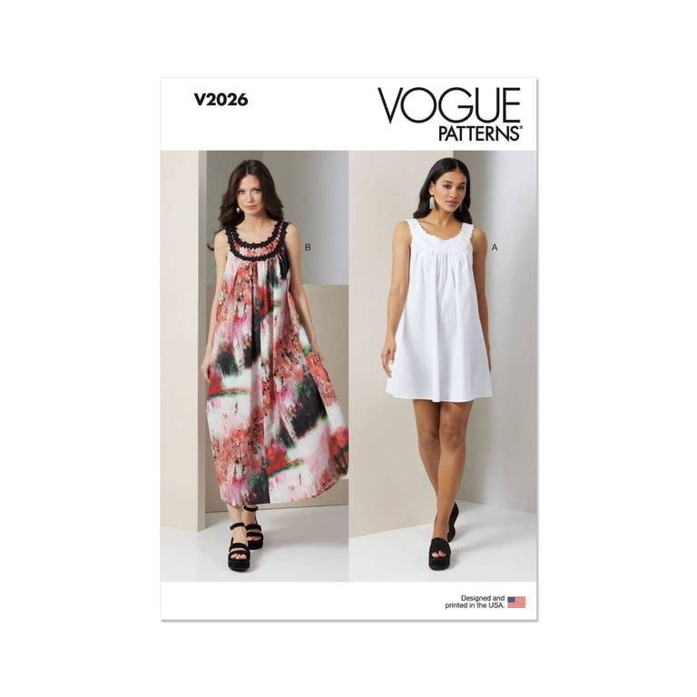 knee length dresses for ladies Vogue Pattern V2063 Misses' Dress in Two Lengths 2063