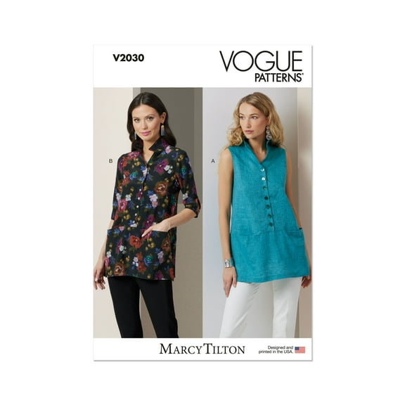 Vogue Sewing Pattern 2030 - Misses' Tunics by Marcy Tilton, Size: B5 (8-10-12-14-16)
