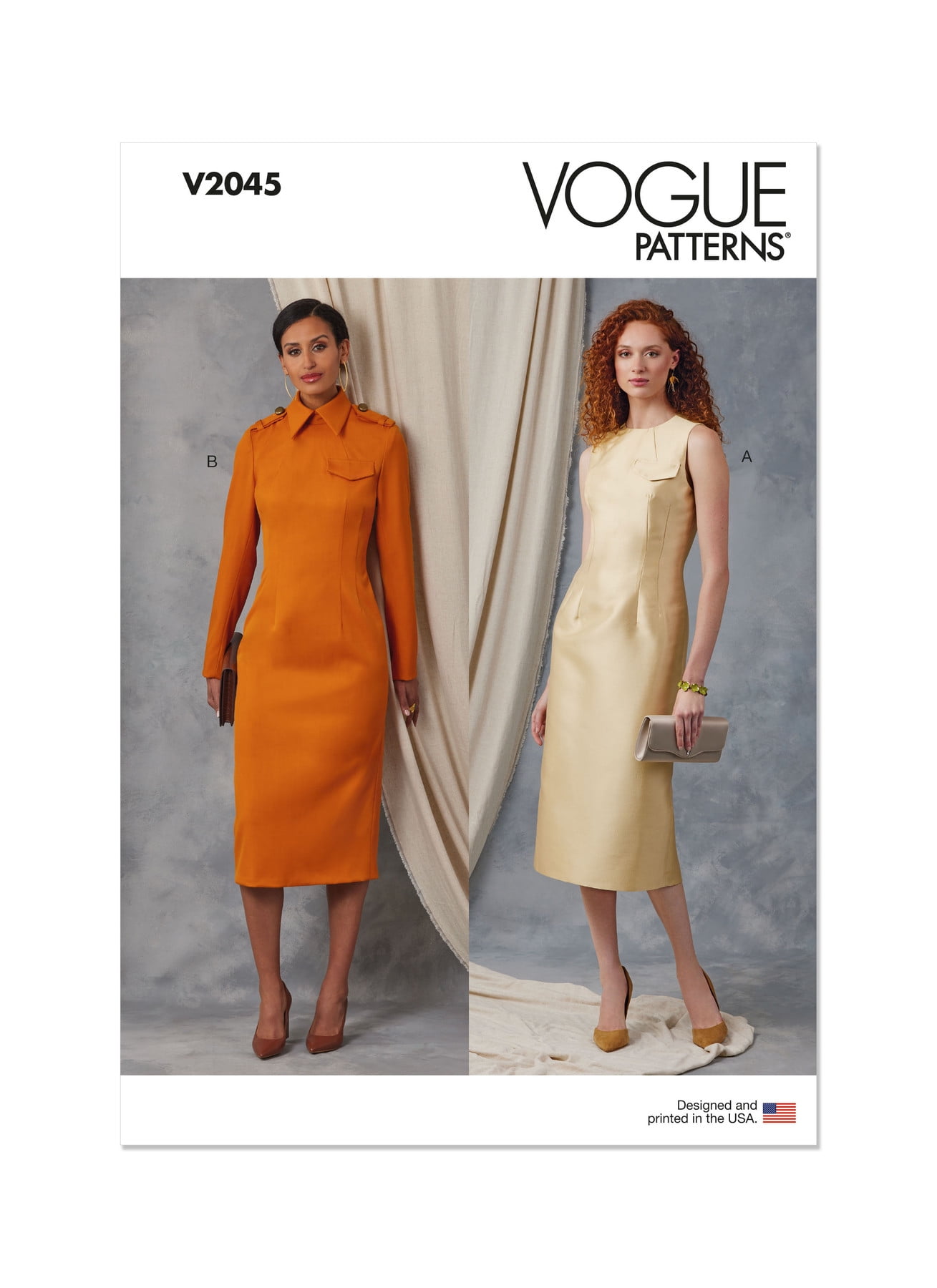 Vogue Sewing Pattern 2045 - Misses' Dress with Collar and Sleeve  Variations, Size: Y5 (18-20-22-24-26) - Walmart.com