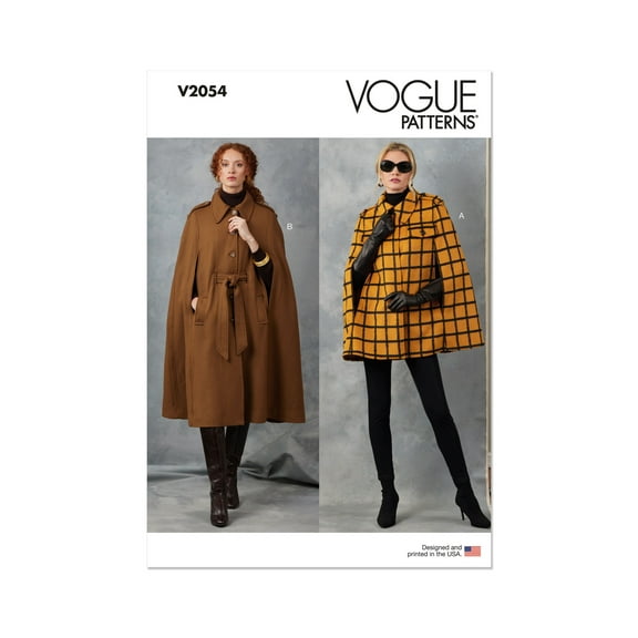 Vogue Sewing Pattern 2054 - Misses' Capes and Belt, Size: A (XS-S-M-L-XL-XXL)