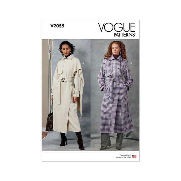 Vogue Sewing Pattern 2055 - Misses' Trench Coats and Belt, Size: B5 (8-10-12-14-16)