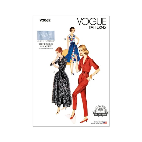 Vogue Sewing Pattern 2062 - 1950s Misses' Slack Suit and Skirt, Size: Y5 (18-20-22-24-26)