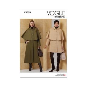 Vogue Sewing Pattern 2074 - Misses' Cape Coat in Two Lengths, Size: A (S-M-L-XL-XXL)