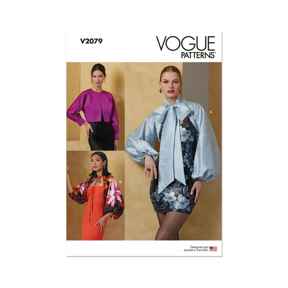 Vogue Sewing Pattern 2079 - Misses' Bolero Sleeves in Three Styles, Size: A (XS-S-M-L-XL)