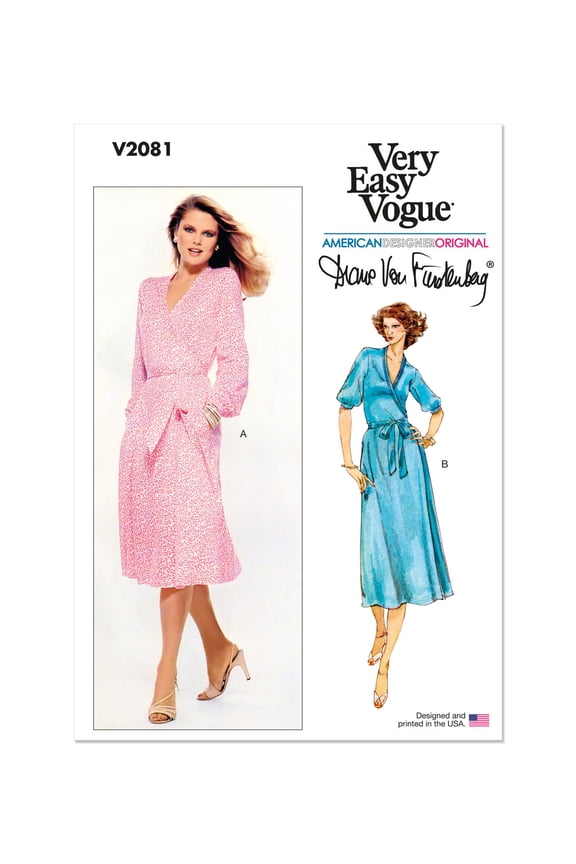 Sewing Pattern 2081 - 1970s Misses' Wrap Dress by Diane Von Furstenberg, Size: B5 (8-10-12-14-16)