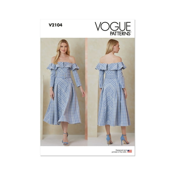 Vogue Sewing Pattern 2104 - Misses' Dress and Belt, Size: B5 (8-10-12-14-16)