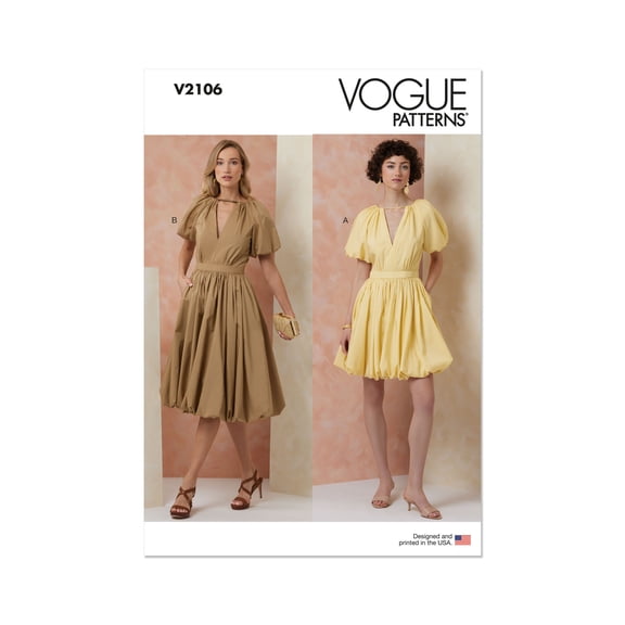Vogue Sewing Pattern 2106 - Misses' Dress in Two Lengths, Size: H5 (6-8-10-12-14)