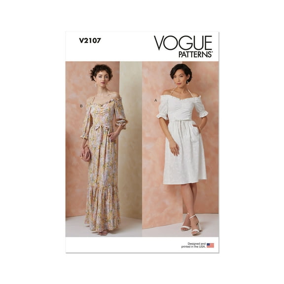 Vogue Sewing Pattern 2107 - Misses' Dress in Two Lengths, Size: U5 (16-18-20-22-24)
