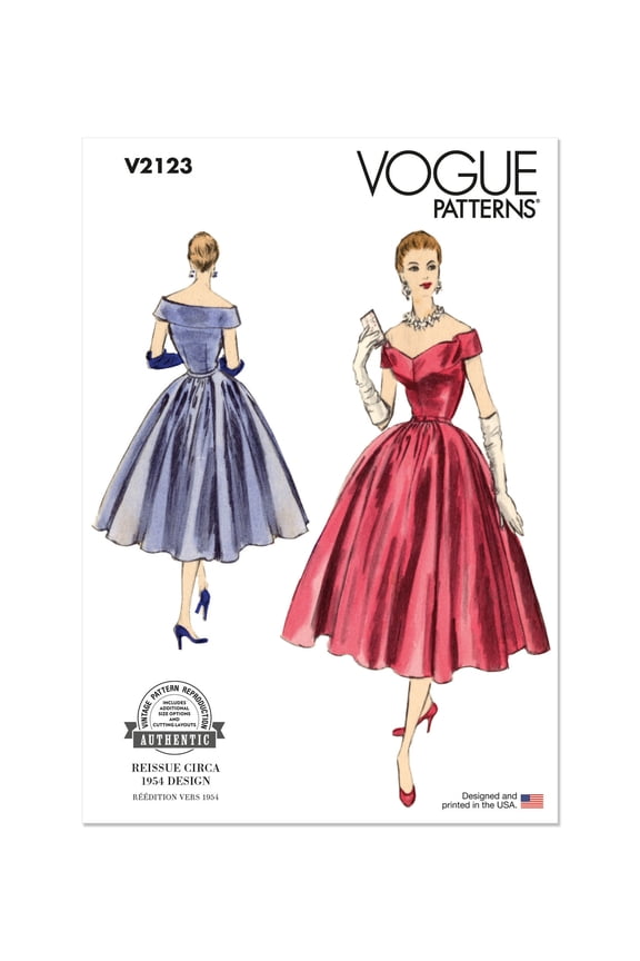 Sewing Pattern 2123 - 1950s Misses' Evening Dress, Size: B5 (8-10-12-14-16)