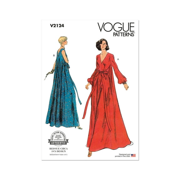 Vogue Sewing Pattern 2124 - 1970s Misses' Loungewear, Size: B5 (8-10-12-14)