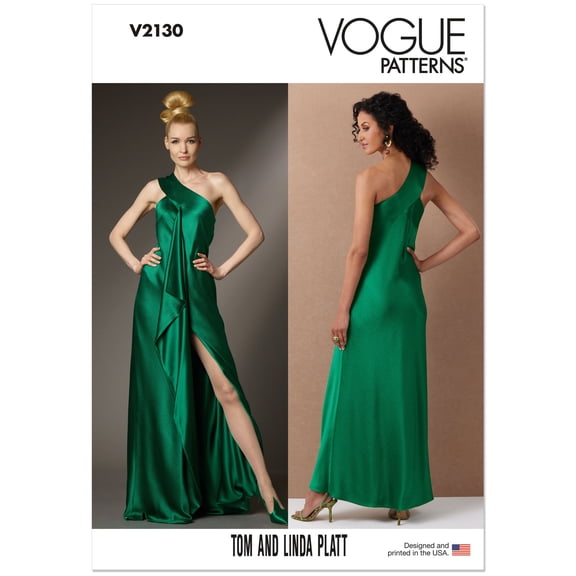 Vogue Sewing Pattern 2130 -Misses' Bias Cut One Shoulder Dress by Tom And Linda Platt, Size: D5 (4-6-8-10-12)