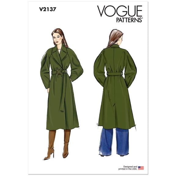 Vogue Sewing Pattern 2137 - Misses' Trench Coat and Belt, Size: Y5 (18-20-22-24-26)