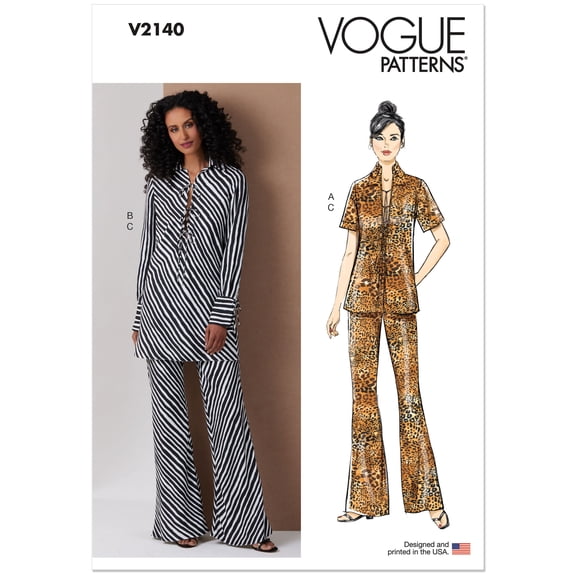 Vogue Sewing Pattern 2140 - Misses' Tunic with Sleeve Variations and Pants, Size: H5 (6-8-10-12-14)