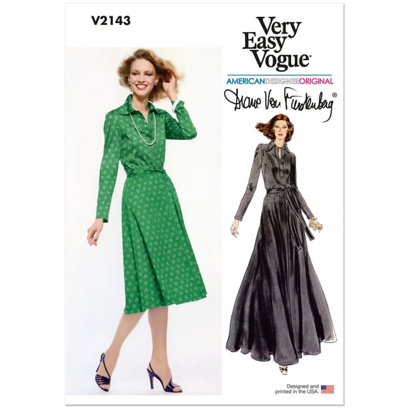 Vogue Sewing Pattern 2143 - 1970s Misses' Vintage Knit Dress by Diane von Furstenberg, Size: Y5 (18-20-22-24-26)