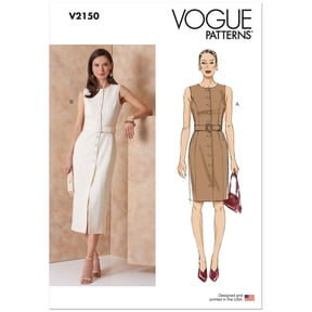 Vogue Sewing Pattern 2150 - Misses' and Miss Petite Button Front Dress with Princess Seams and Belt, Size: D5(4-12)